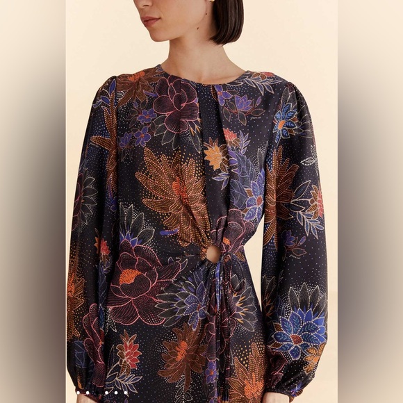 Farm Rio Black Sparkle Flowers Mini Dress - Picture 10 of 10